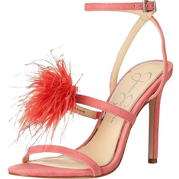 Jessica Simpson Pink Suede Jenevya Sandals Heels Size 10 - Picture 1 of 10